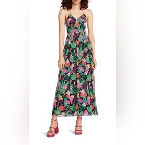 Betsey Johnson Paulina Halter Maxi Dress XS Multicolor Floral Print Boho